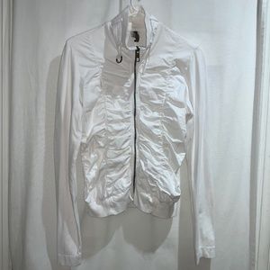 XCVI cotton jacket Sz M full zip front ruching long sleeve